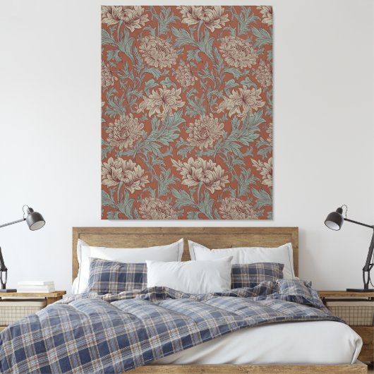 William Morris Chrysanthemum  Pattern Canvas Afdruk (Insitu (Slaapkamer))