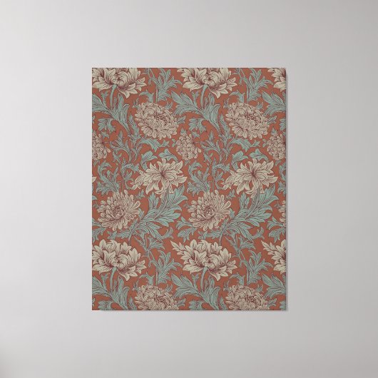 William Morris Chrysanthemum  Pattern Canvas Afdruk (Voorkant)
