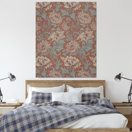 William Morris Chrysanthemum  Pattern Canvas Afdruk (Insitu (Slaapkamer))