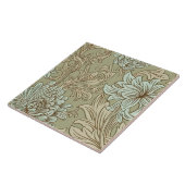 William Morris Chrysanthemum Pattern Ceramic Tile Tegeltje (Zijkant)