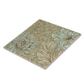 William Morris Chrysanthemum Pattern Ceramic Tile Tegeltje (Zijkant)