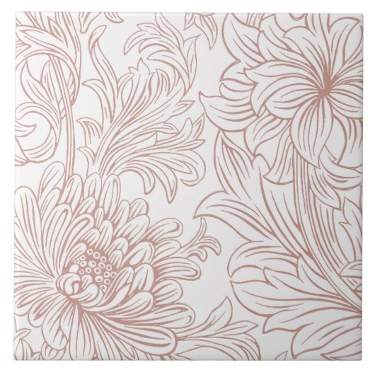 William Morris Chrysanthemum Pattern Ceramic Tile Tegeltje (Voorkant)