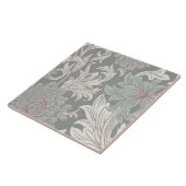 William Morris Chrysanthemum Pattern Ceramic Tile Tegeltje (Zijkant)