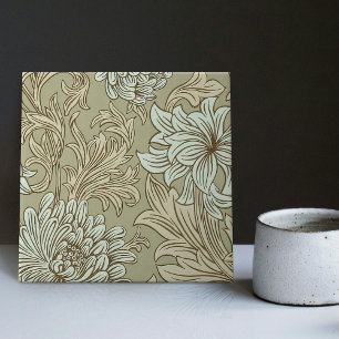 William Morris Chrysanthemum Pattern Ceramic Tile Tegeltje