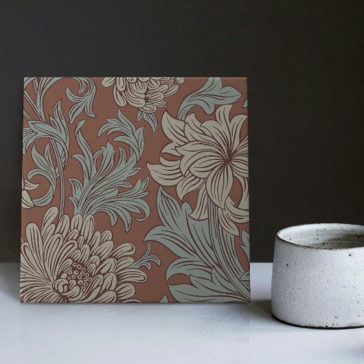 William Morris Chrysanthemum Pattern Ceramic Tile Tegeltje