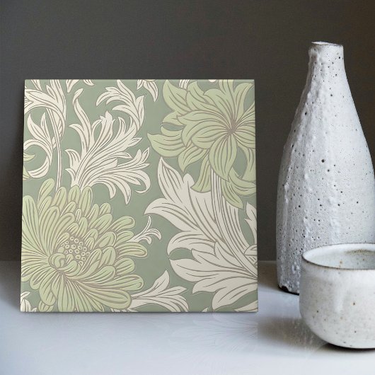 William Morris Chrysanthemum Pattern Ceramic Tile Tegeltje