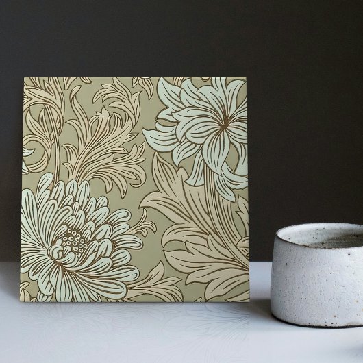 William Morris Chrysanthemum Pattern Ceramic Tile Tegeltje