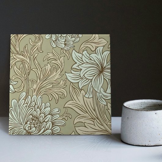 William Morris Chrysanthemum Pattern Ceramic Tile Tegeltje