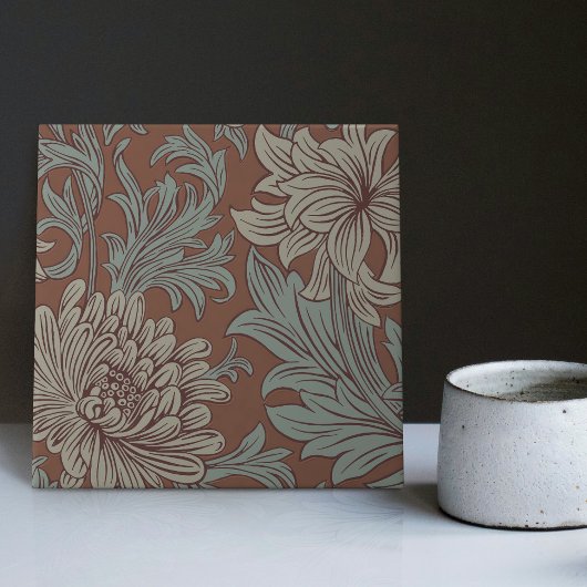 William Morris Chrysanthemum Pattern Ceramic Tile Tegeltje