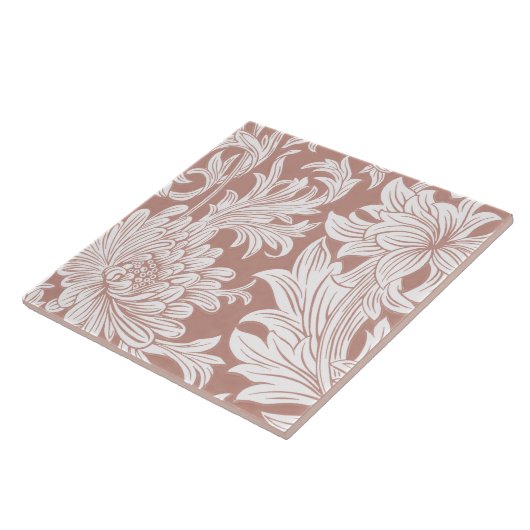 William Morris Chrysanthemum Pattern Ceramic Tile Tegeltje (Zijkant)
