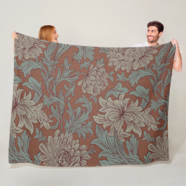William Morris Chrysanthemum Pattern Fleece Blanke Deken