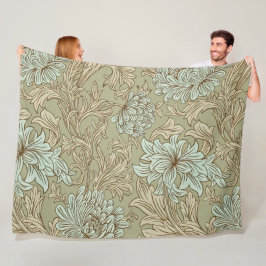 William Morris Chrysanthemum Pattern Fleece Blanke Deken