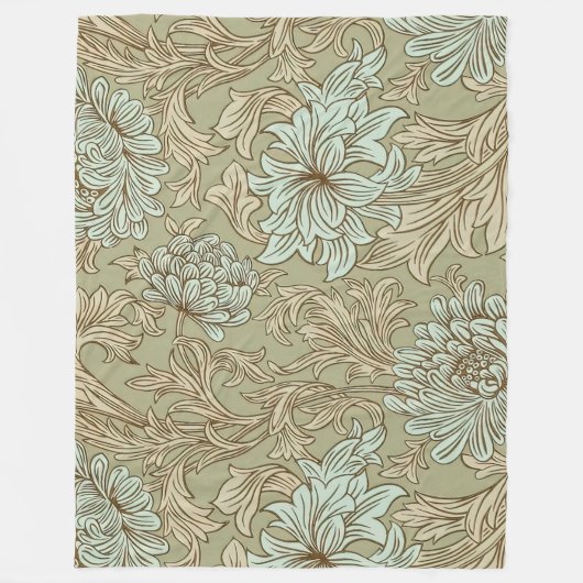 William Morris Chrysanthemum Pattern Fleece Blanke Deken (Voorkant)