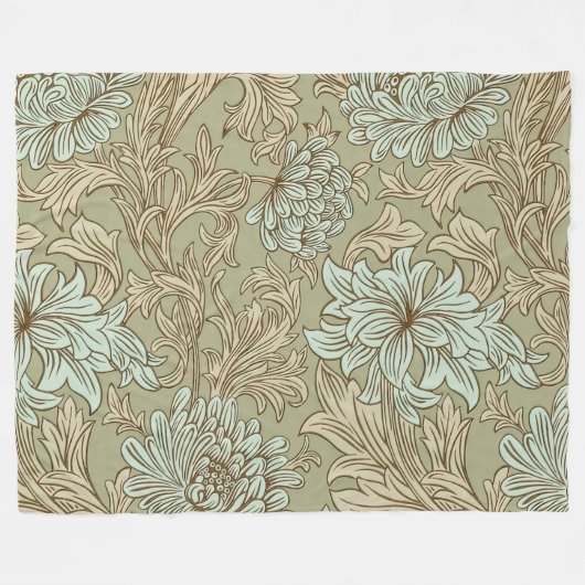 William Morris Chrysanthemum Pattern Fleece Blanke Deken (Voorkant (Horizontaal))
