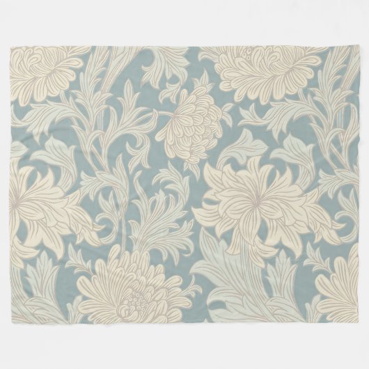 William Morris Chrysanthemum Pattern Fleece Deken (Voorkant (Horizontaal))