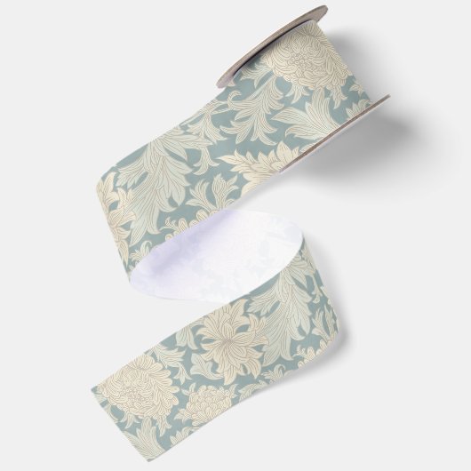 William Morris Chrysanthemum Pattern Satijnen Lint (Achterkant)