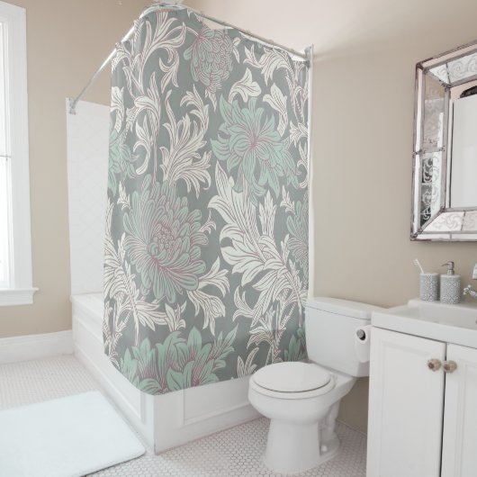 William Morris Chrysanthemum Pattern Shower Curtai Douchegordijn (In situ)