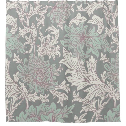 William Morris Chrysanthemum Pattern Shower Curtai Douchegordijn (Voorkant)