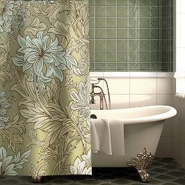 William Morris Chrysanthemum Pattern Shower Curtai Douchegordijn