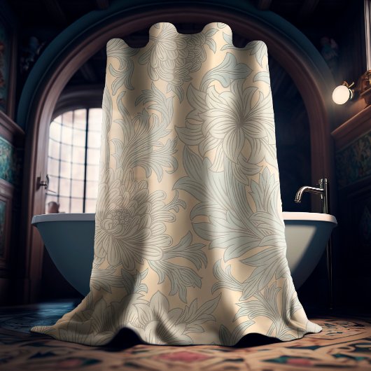 William Morris Chrysanthemum Pattern Shower Curtai Douchegordijn