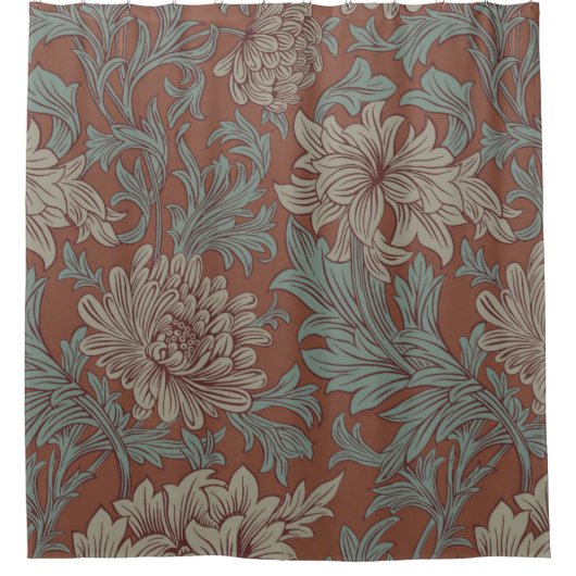 William Morris Chrysanthemum Pattern Shower Curtai Douchegordijn (Voorkant)