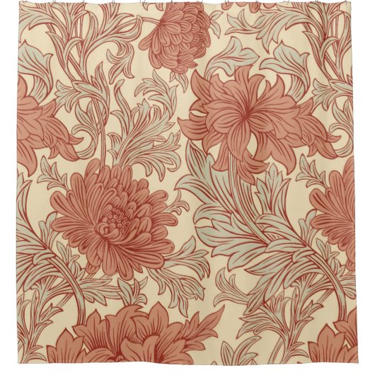 William Morris Chrysanthemum Pattern Shower Curtai Douchegordijn (Voorkant)