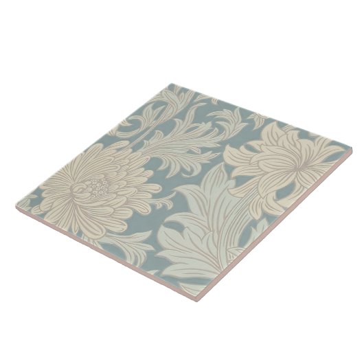 William Morris Chrysanthemum Pattern Tegeltje (Zijkant)