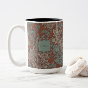 William Morris Chrysanthemum Pattern Two-Tone Coff Tweekleurige Koffiemok