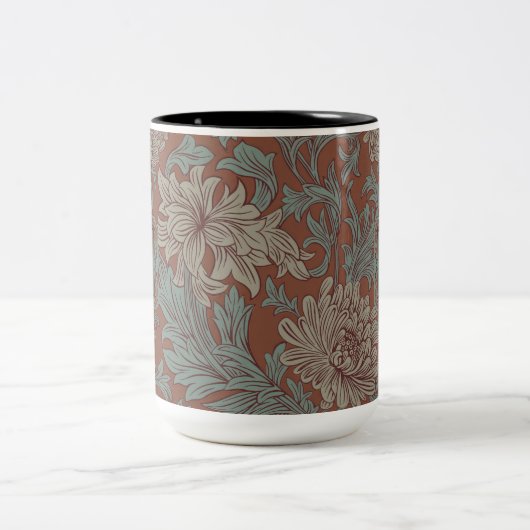 William Morris Chrysanthemum Pattern Two-Tone Coff Tweekleurige Koffiemok (Center)