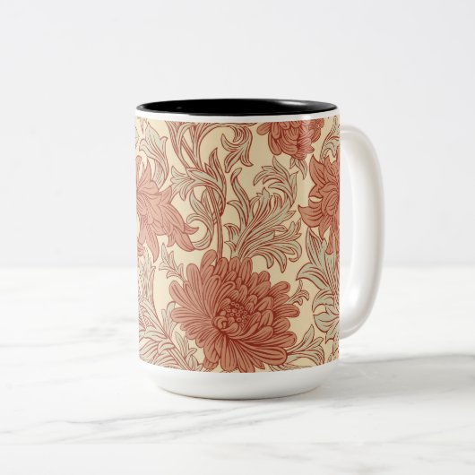William Morris Chrysanthemum Pattern Two-Tone Coff Tweekleurige Koffiemok (Voorkant rechts)
