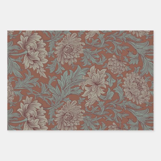 William Morris Chrysanthemum Pattern Wrapping Pape Inpakpapier Vel (Voorkant 2)