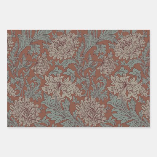 William Morris Chrysanthemum Pattern Wrapping Pape Inpakpapier Vel (Voorkant)
