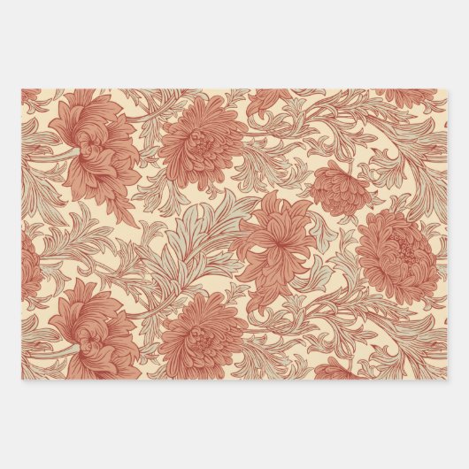 William Morris Chrysanthemum Pattern Wrapping Pape Inpakpapier Vel (Voorkant 2)