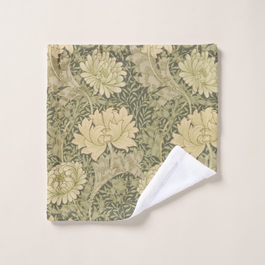 William Morris Chrysanthemum Sage Flower Bad Handdoek (Wasdoekje)