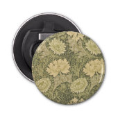 William Morris Chrysanthemum Sage Flower Button Flesopener (Voorkant)