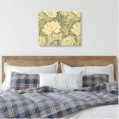 William Morris Chrysanthemum Sage Flower Canvas Afdruk (Insitu (Slaapkamer))