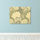 William Morris Chrysanthemum Sage Flower Canvas Afdruk (Insitu (Houten vloer))