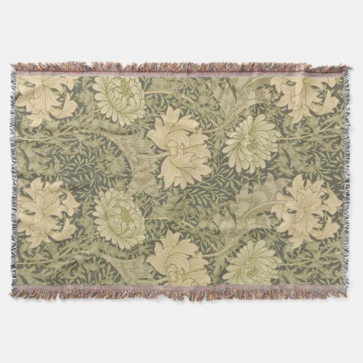 William Morris Chrysanthemum Sage Flower Deken (Voorkant)