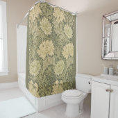 William Morris Chrysanthemum Sage Flower Douchegordijn (In situ)