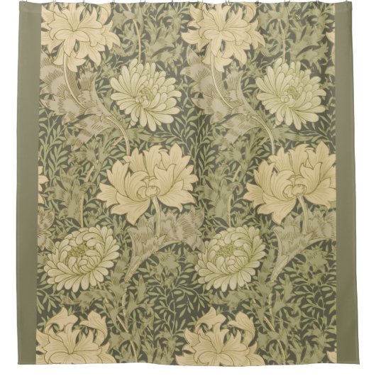 William Morris Chrysanthemum Sage Flower Douchegordijn (Voorkant)