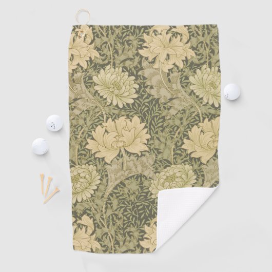 William Morris Chrysanthemum Sage Flower Golfhanddoek (Insitu)