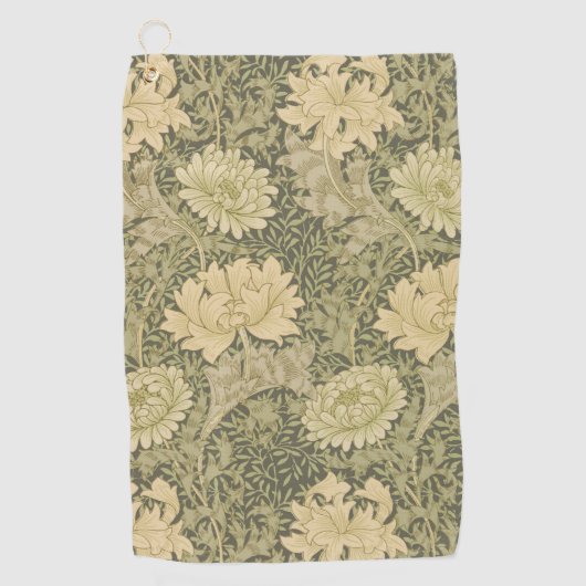 William Morris Chrysanthemum Sage Flower Golfhanddoek (Voorkant)