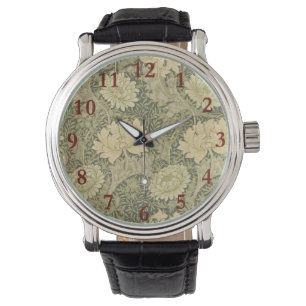 William Morris Chrysanthemum Sage Flower Horloge