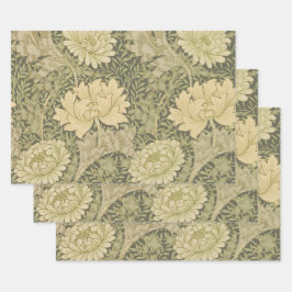 William Morris Chrysanthemum Sage Flower Inpakpapier Vel