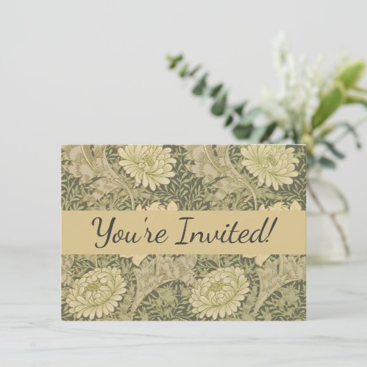 William Morris Chrysanthemum Sage Flower Kaart (Staand voorkant)