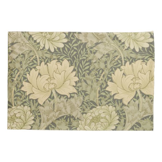 William Morris Chrysanthemum Sage Flower Kussensloop (Achterkant)