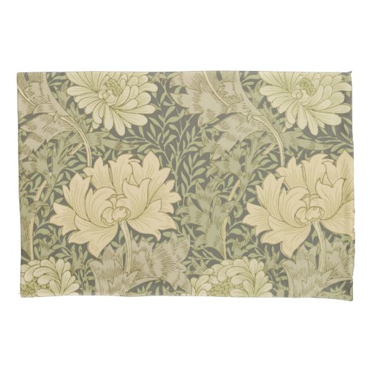 William Morris Chrysanthemum Sage Flower Kussensloop (Voorkant)