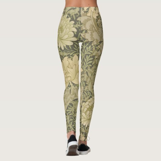 William Morris Chrysanthemum Sage Flower Leggings (Achterkant)