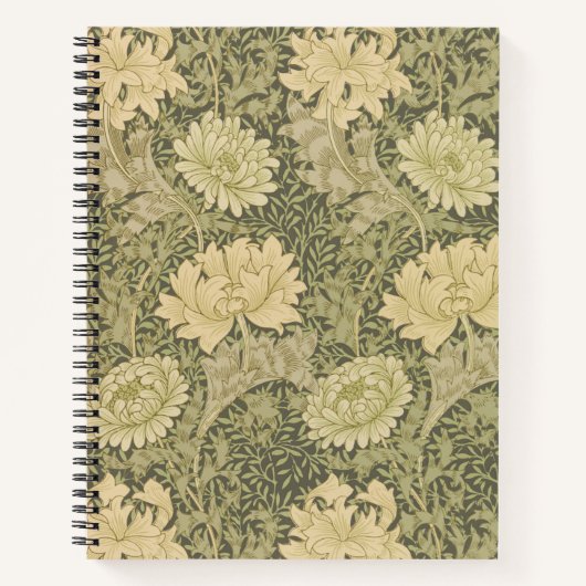 William Morris Chrysanthemum Sage Flower Notitieboek (Voorkant)