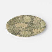 William Morris Chrysanthemum Sage Flower Papieren Bordje (Gekanteld)